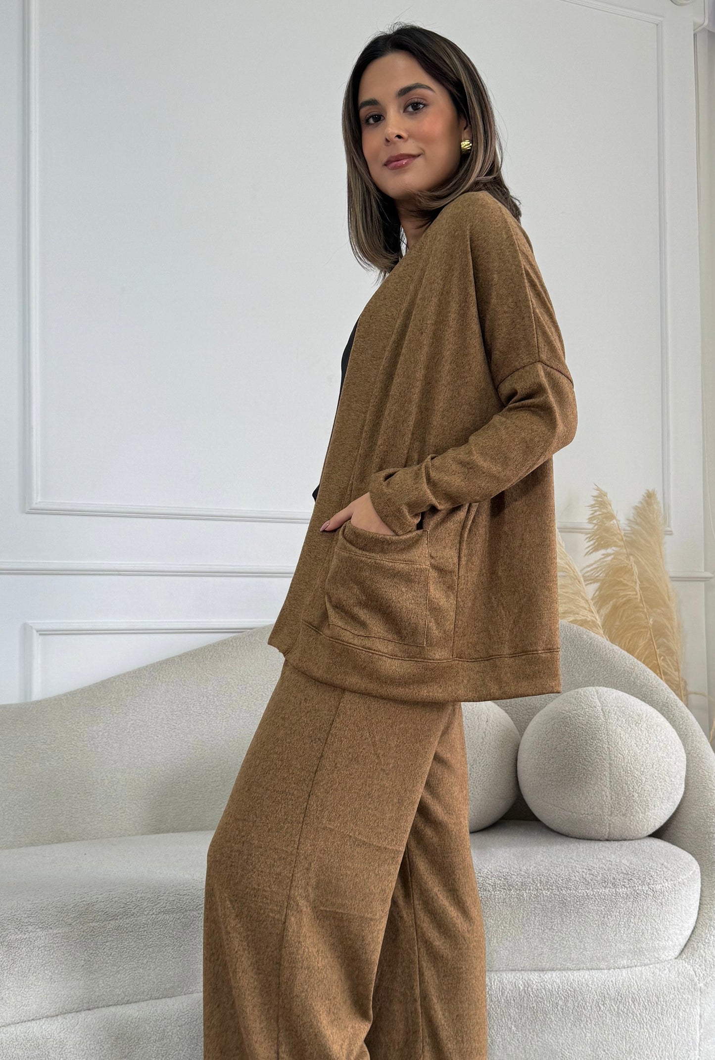 CARDIGAN ARIANA CAMEL JASPEADO