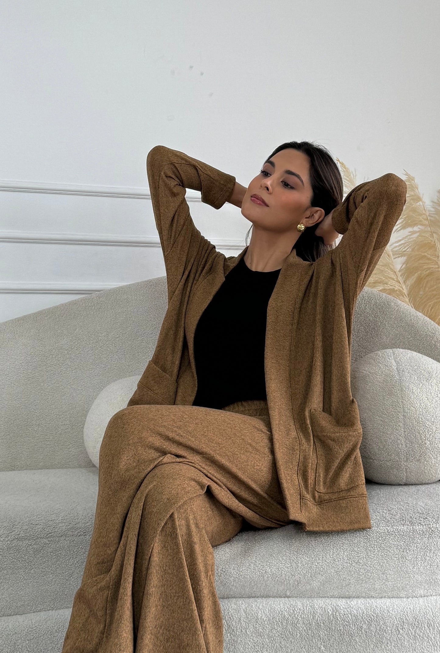 CARDIGAN ARIANA CAMEL JASPEADO