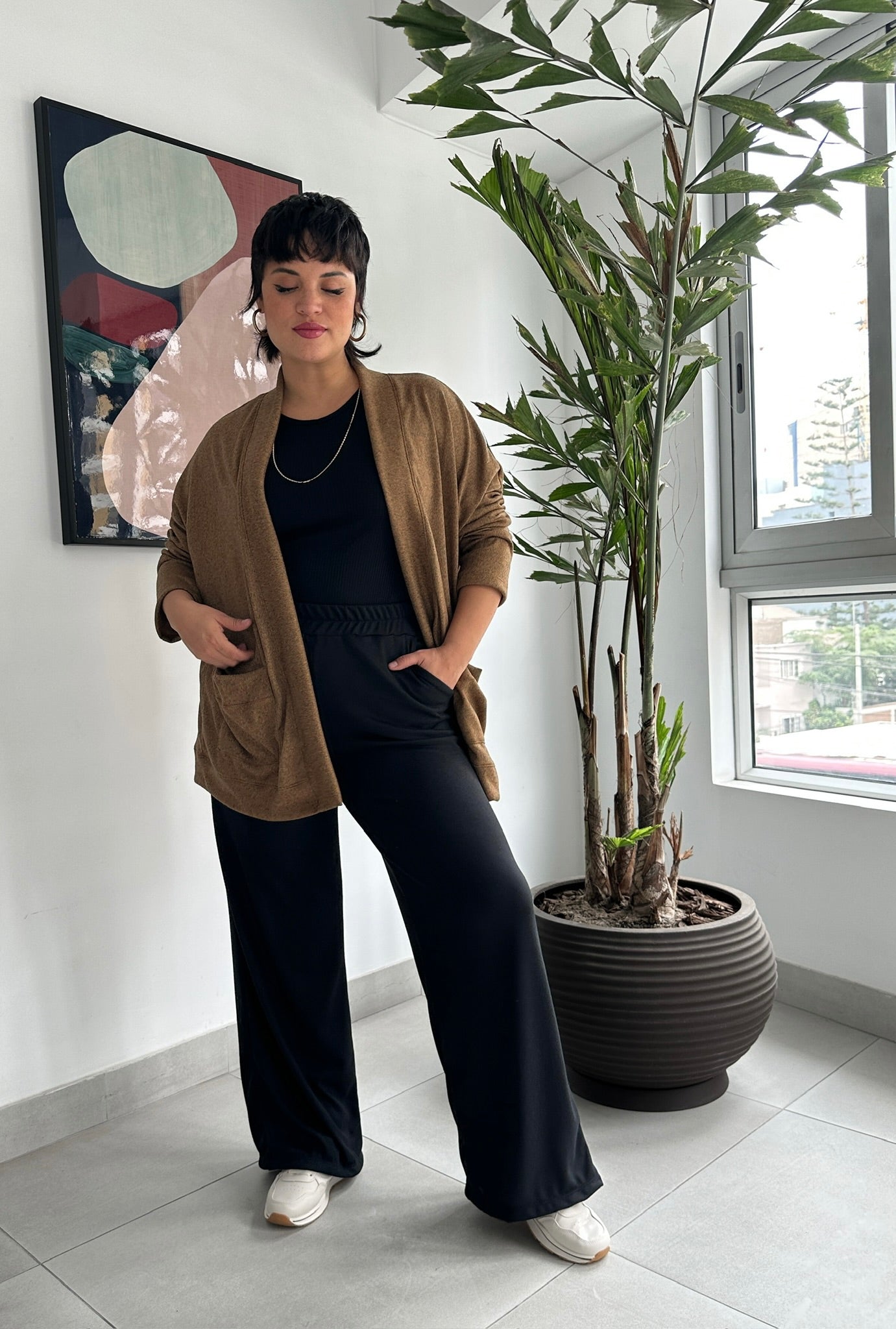 CARDIGAN ARIANA CAMEL JASPEADO