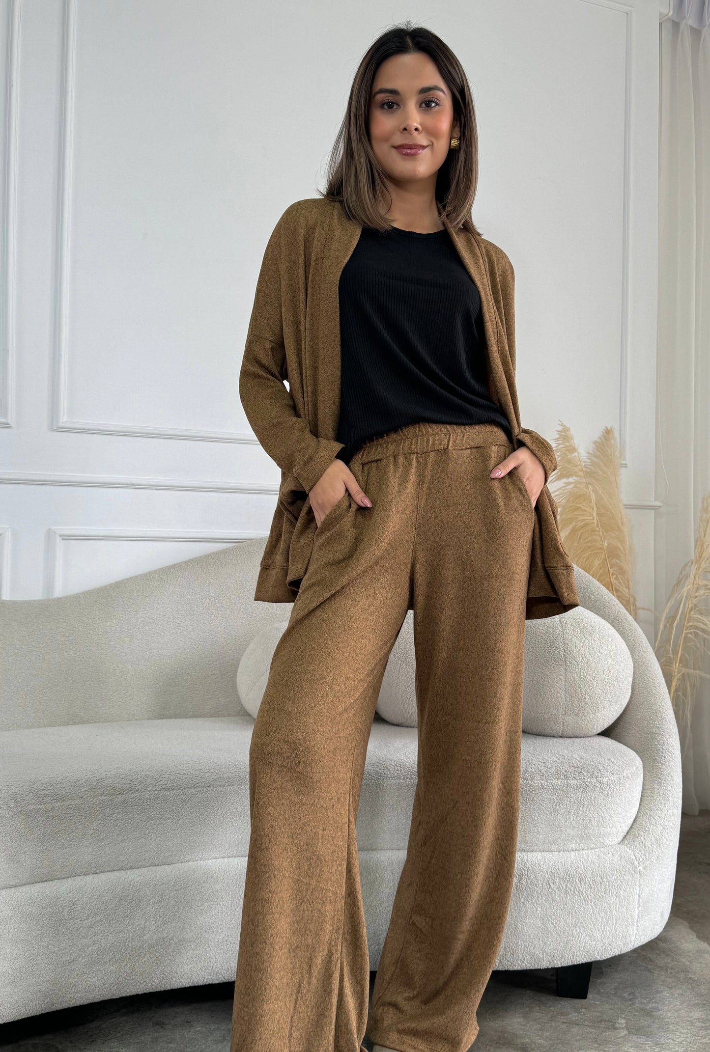 CARDIGAN ARIANA CAMEL JASPEADO