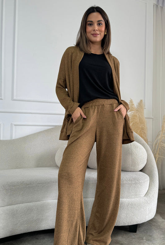 PANTALON ARIANA CAMEL JASPEADO