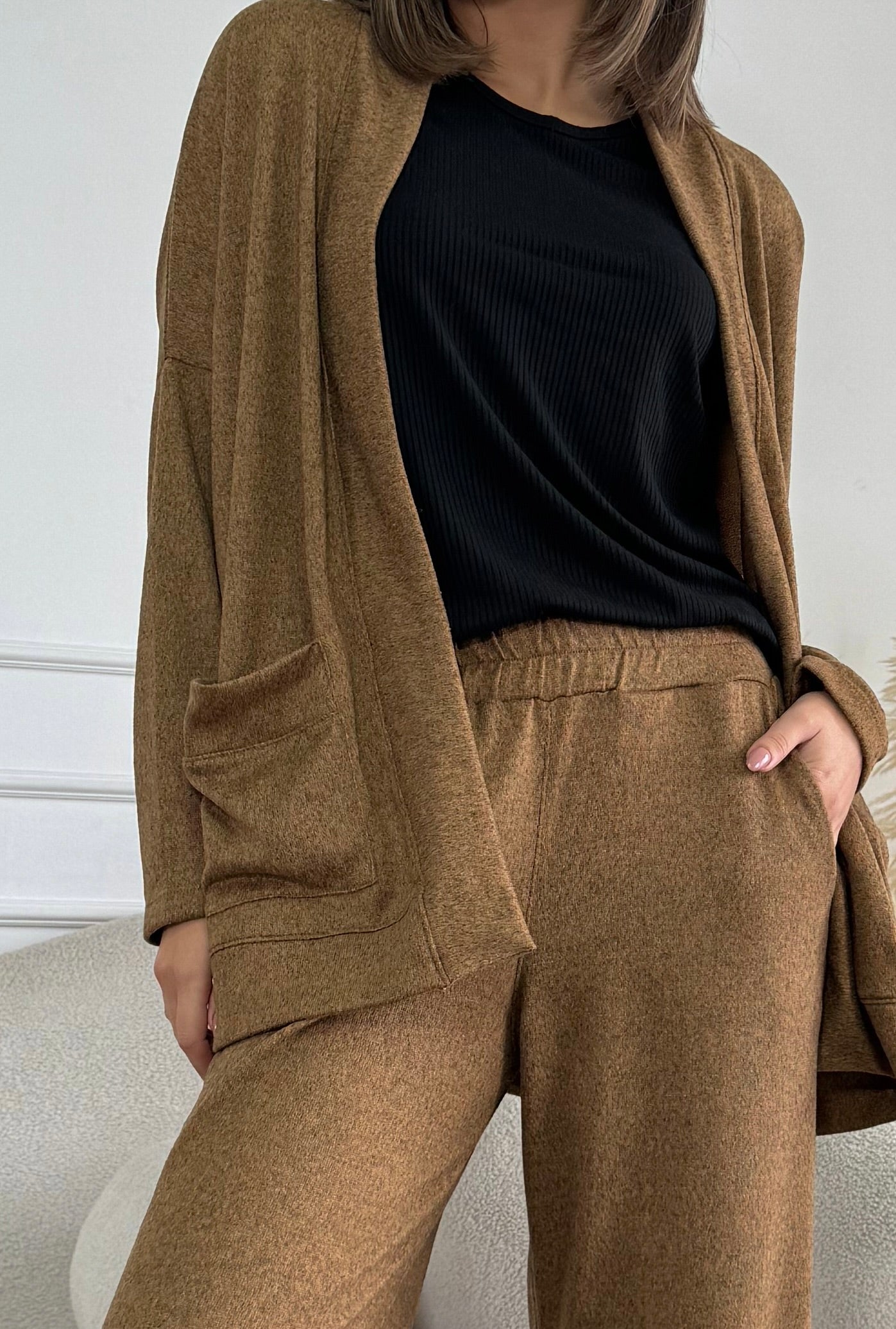 CARDIGAN ARIANA CAMEL JASPEADO