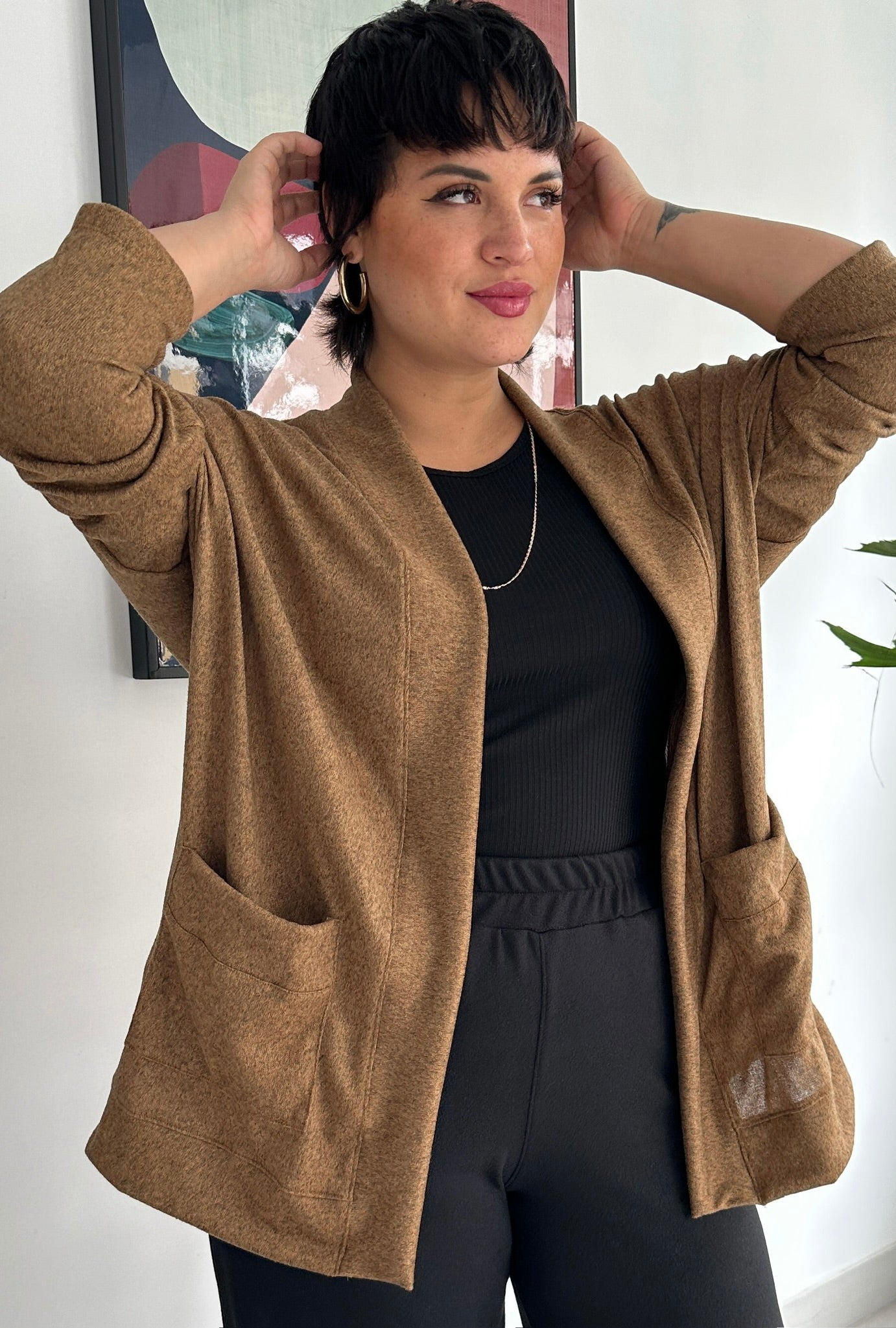 CARDIGAN ARIANA CAMEL JASPEADO