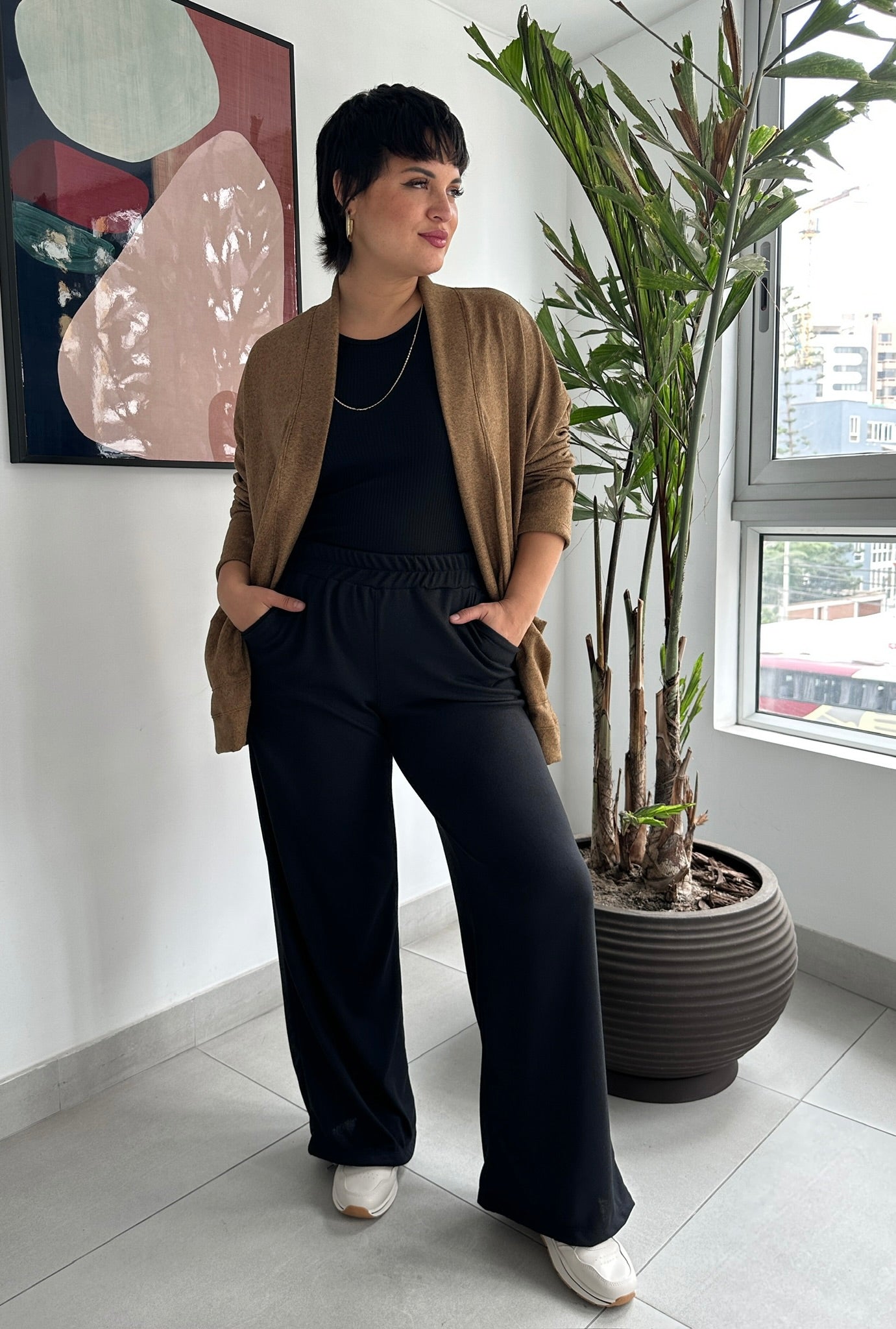 CARDIGAN ARIANA CAMEL JASPEADO