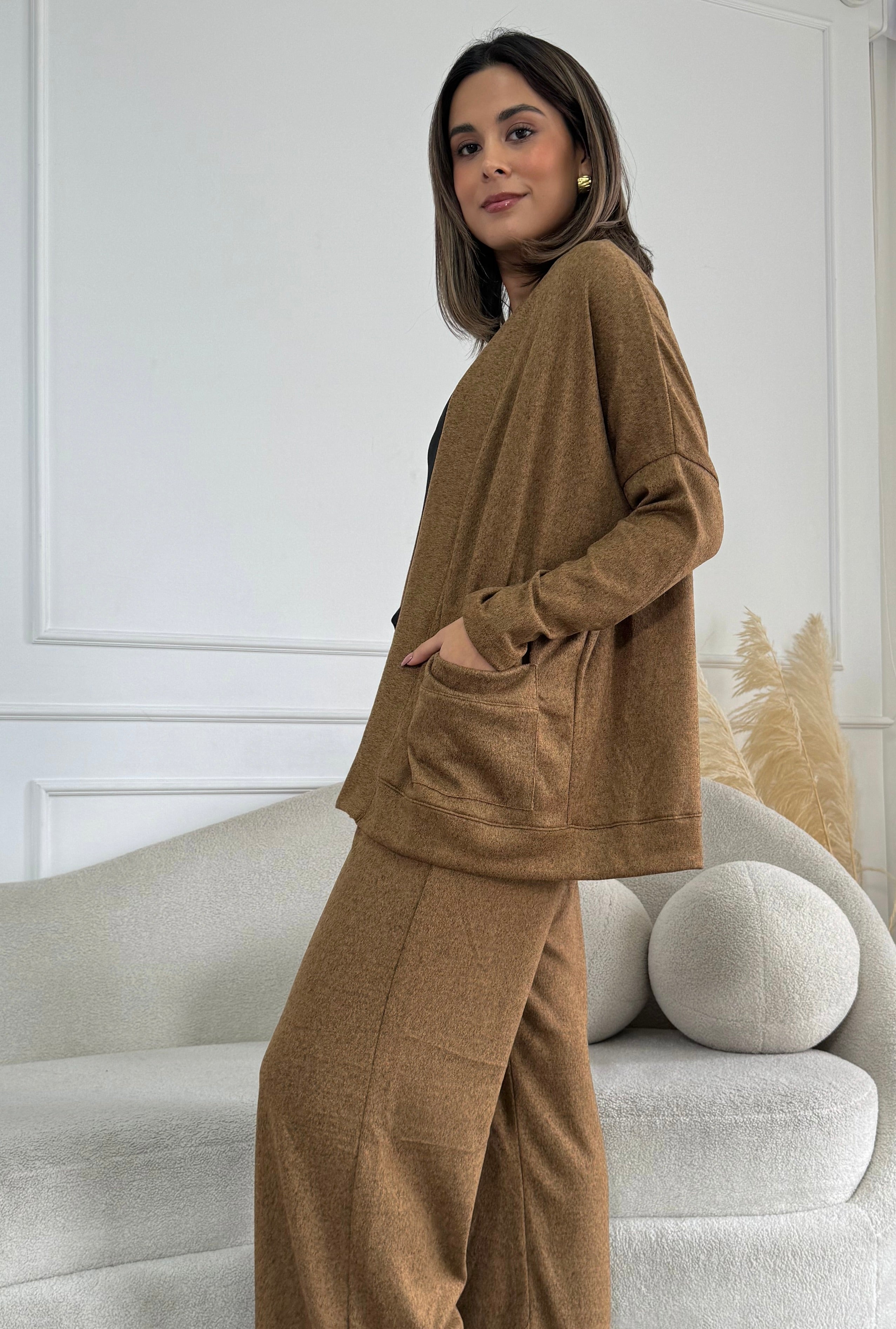PANTALON ARIANA CAMEL JASPEADO