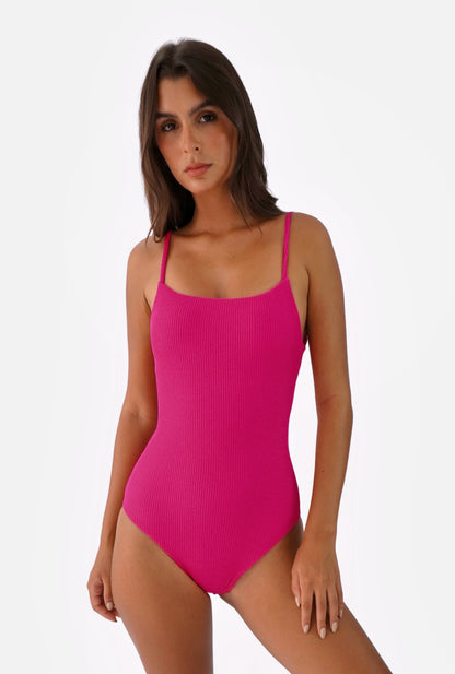 ENTERIZO MADEIRA TEXTURA FUCSIA L