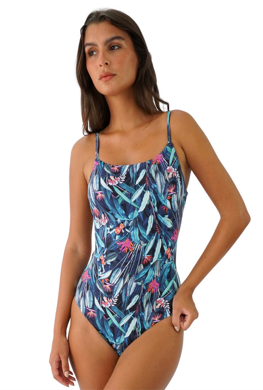 ENTERIZO MADEIRA EN HOJAS AZULES
