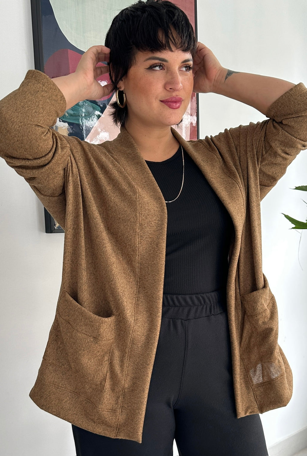 CARDIGAN ARIANA CAMEL JASPEADO