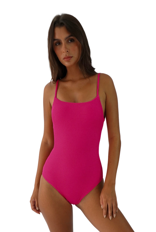 ENTERIZO MADEIRA TEXTURA FUCSIA