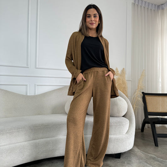 CONJUNTO ARIANA CAMEL JASPEADO